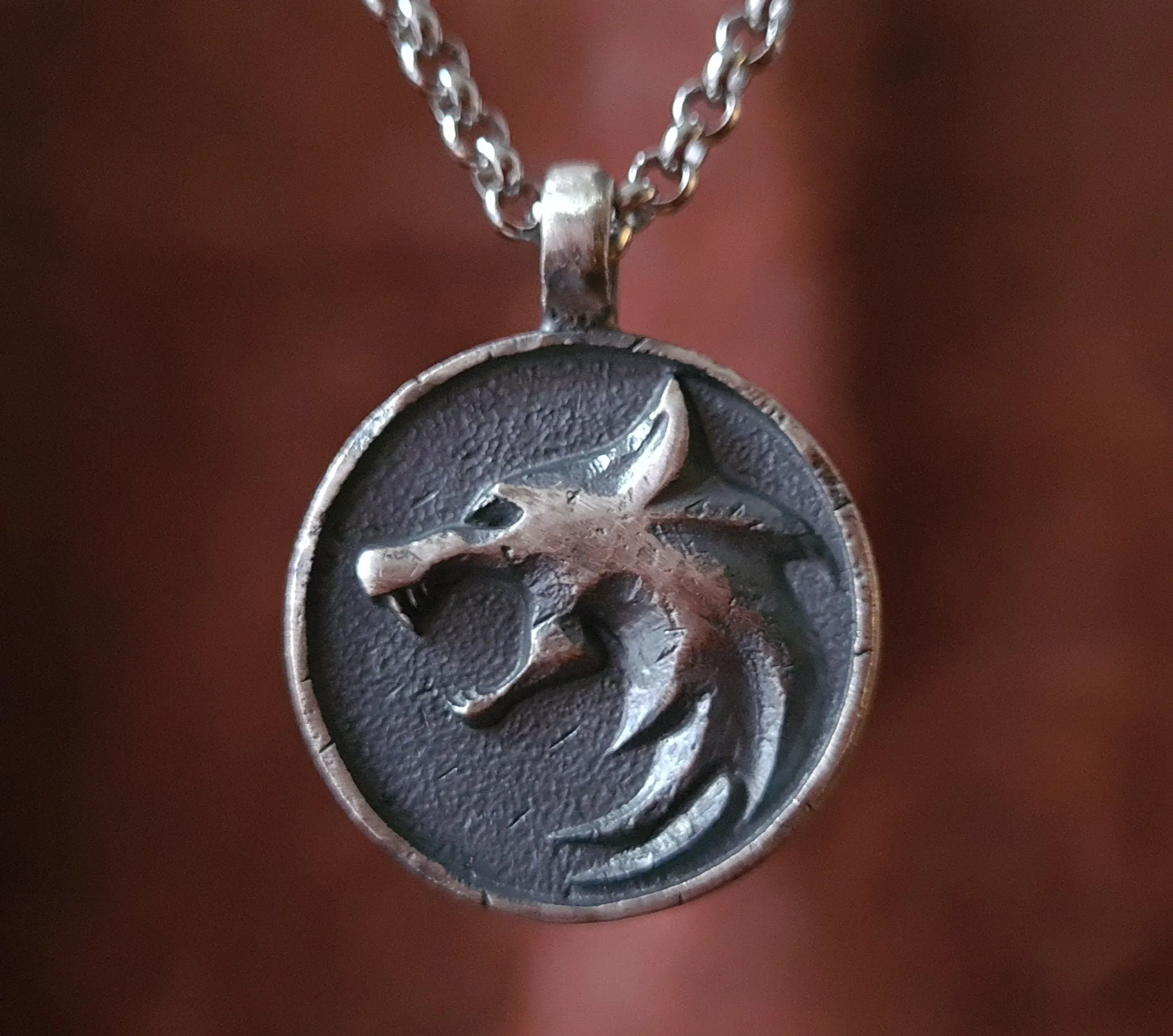 925 Sterling Silver Wolf Necklace Pendant Amulet Jewelry With Chain