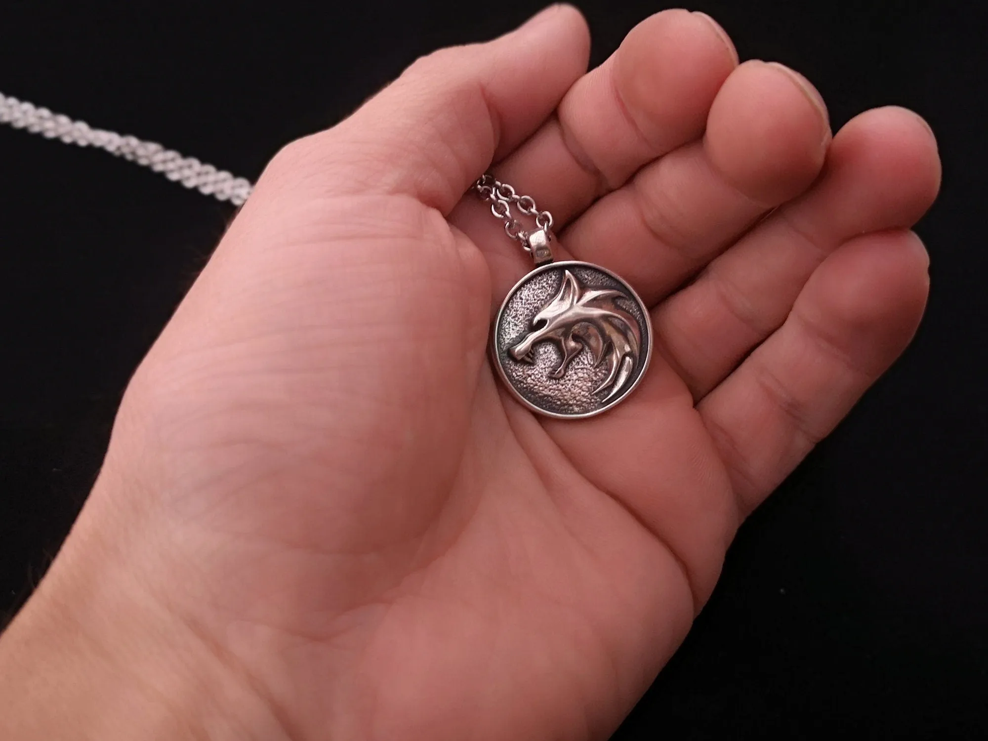 925 Sterling Silver Wolf Necklace Pendant Amulet Jewelry With Chain