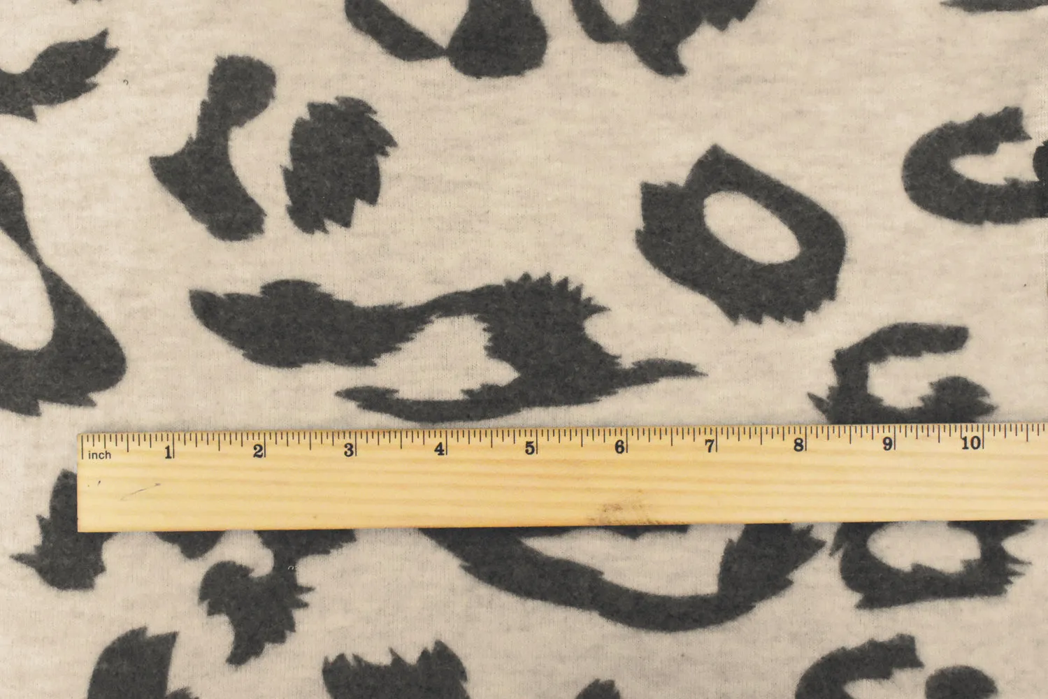 Beige-Gray Abstract Cheetah Printed Stretch Poly Brush Jersey Knit Fabric