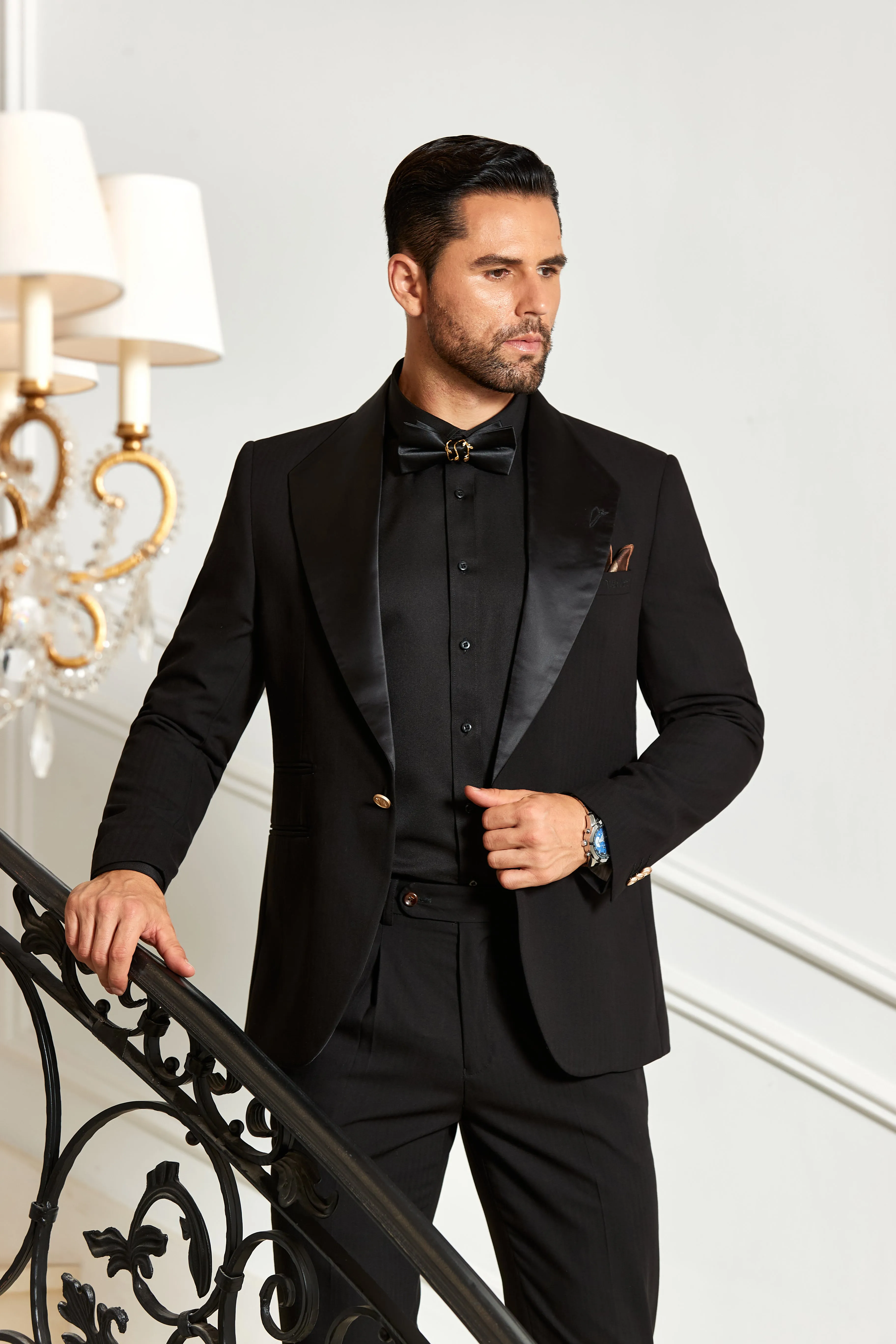 Big Collar Unique Design Party 2 Pieces Men's Suits Jacket Pants 2573