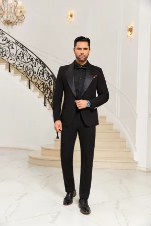 Big Collar Unique Design Party 2 Pieces Men's Suits Jacket Pants 2573