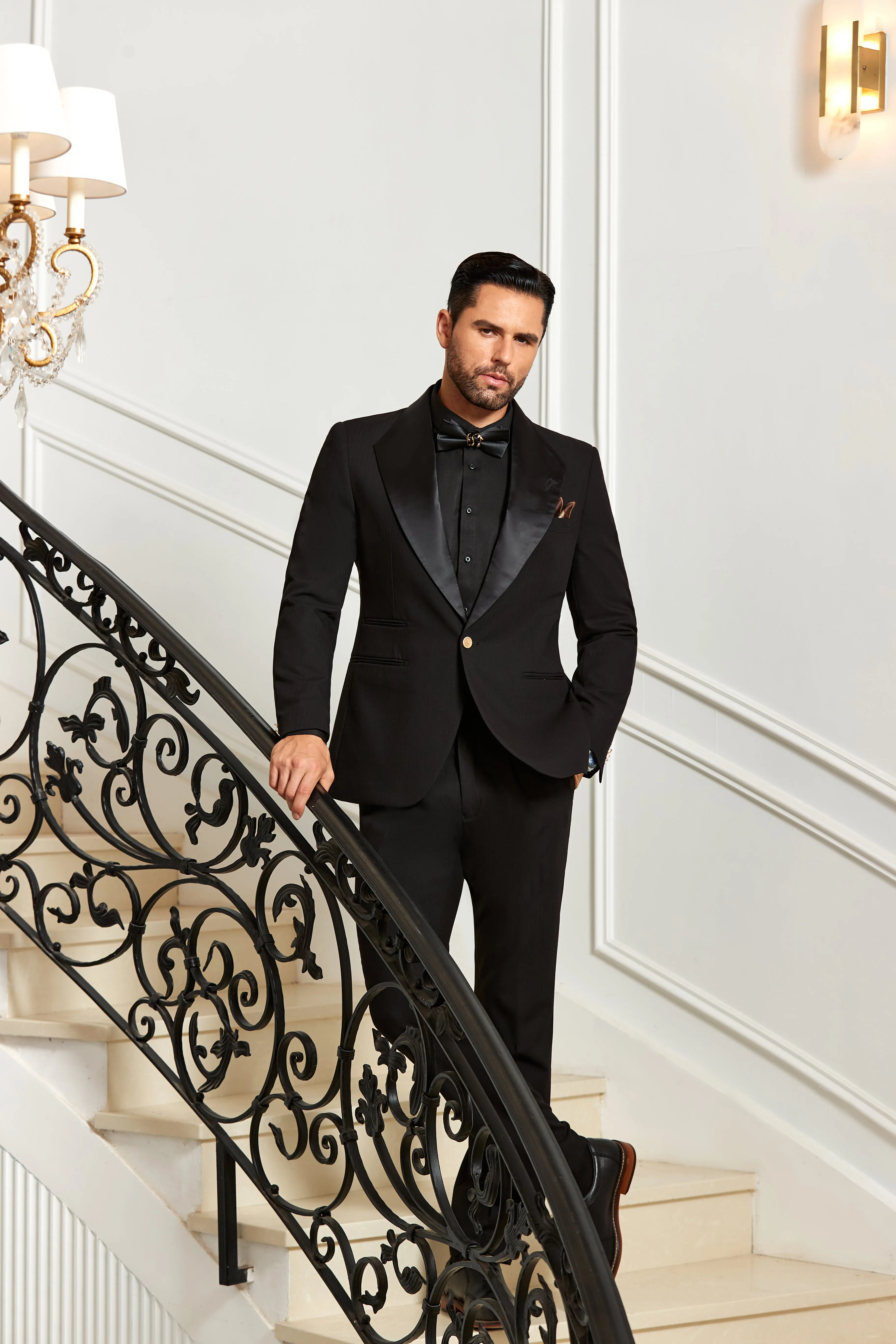 Big Collar Unique Design Party 2 Pieces Men's Suits Jacket Pants 2573