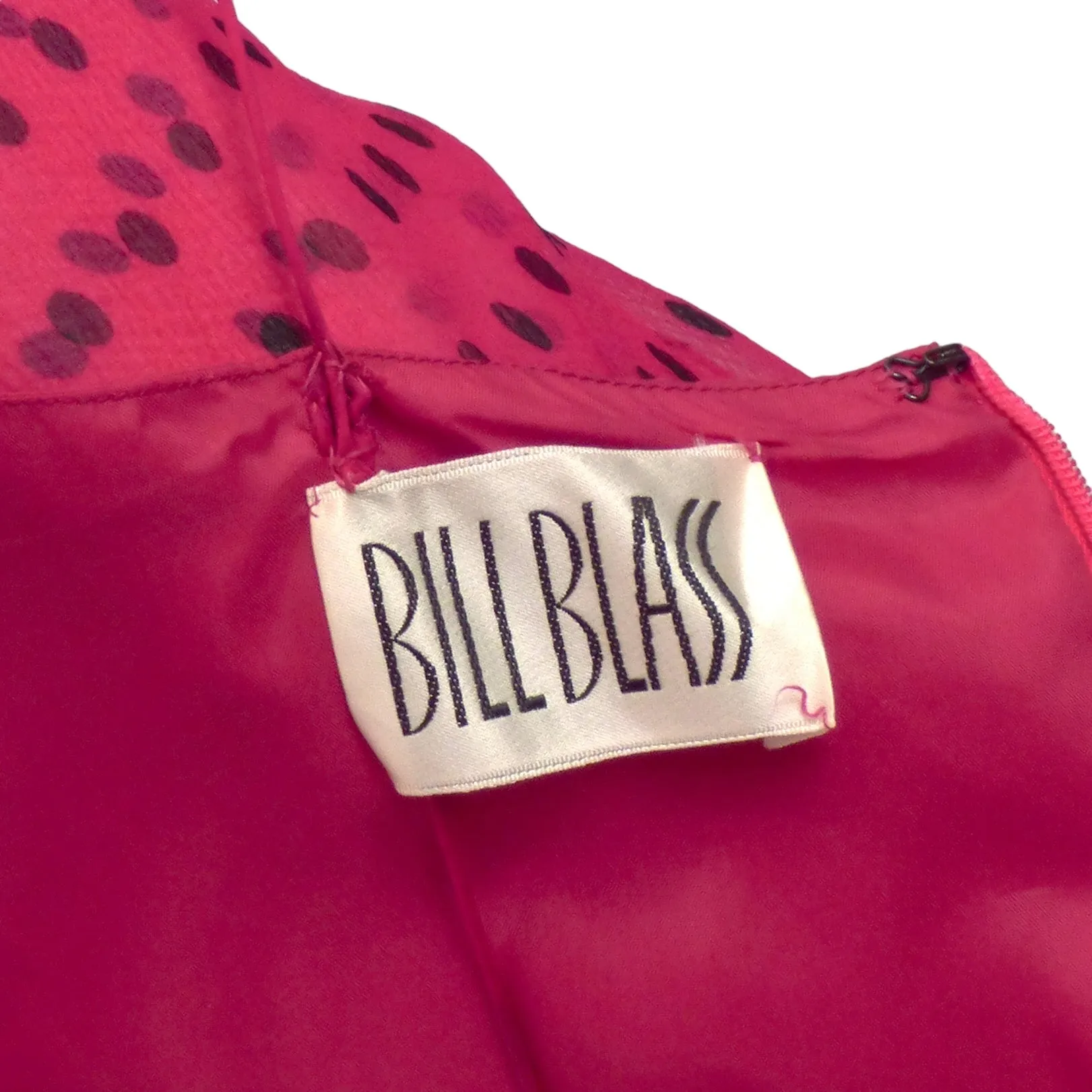 BILL BLASS- 1980 Pink Polka Dot Dress, Size 2