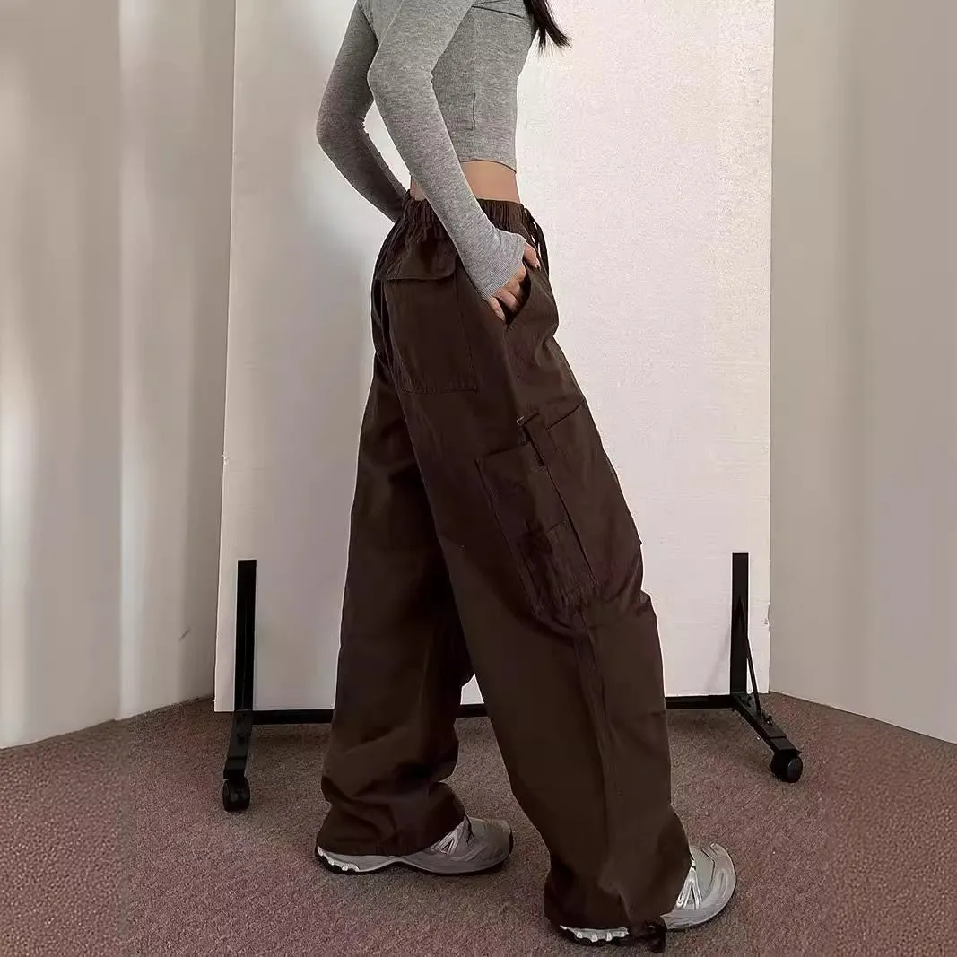 binfenxie-shop leapord halloween outfit American Retro American Street Fashion Overalls Women's Fashion Ankle-Tied Casual Long Pants