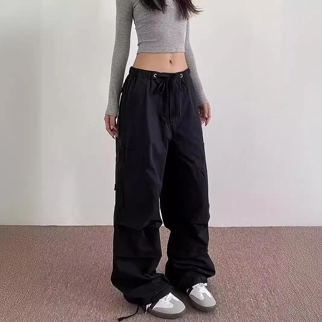 binfenxie-shop leapord halloween outfit American Retro American Street Fashion Overalls Women's Fashion Ankle-Tied Casual Long Pants