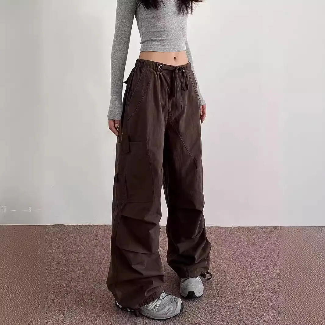 binfenxie-shop leapord halloween outfit American Retro American Street Fashion Overalls Women's Fashion Ankle-Tied Casual Long Pants
