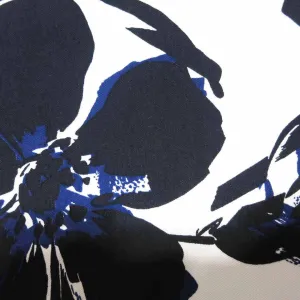 Black and White with Purple Accents Floral Printed Crepe