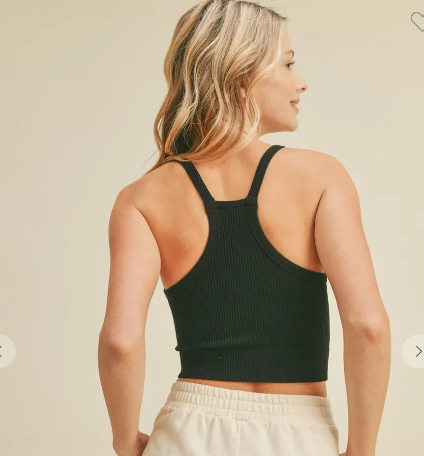 Black Ribbed Brami Top