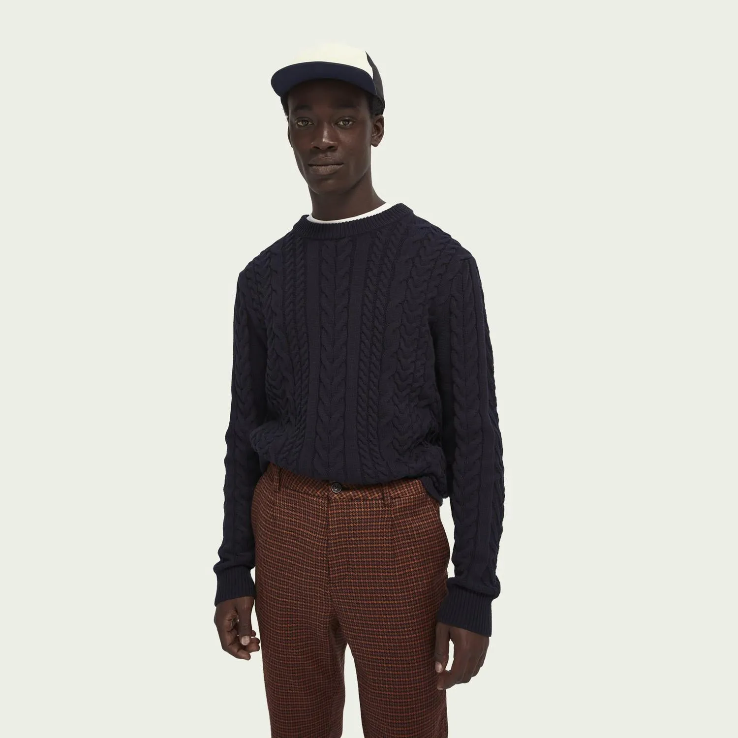Cable Knit Pullover (Navy)