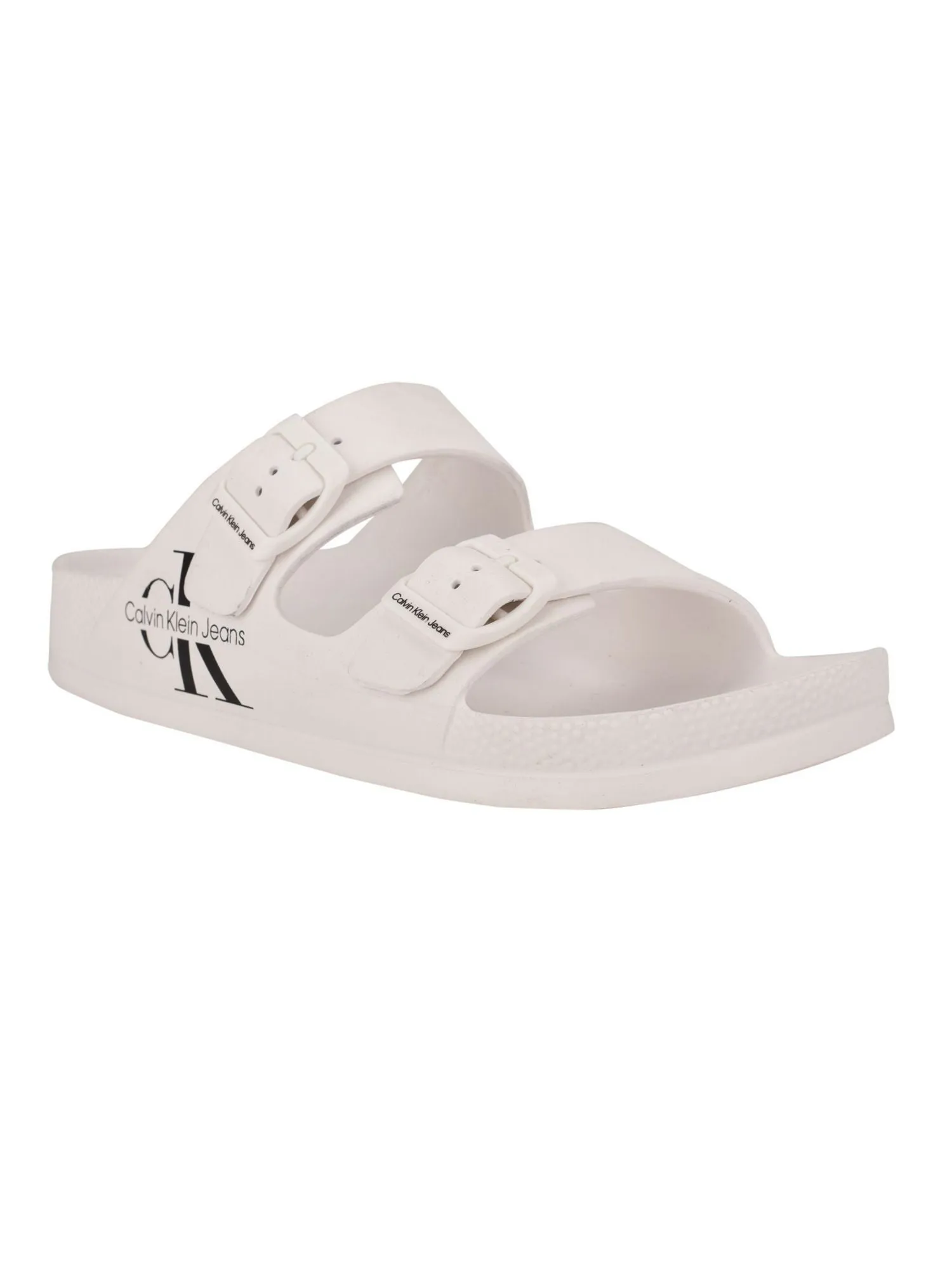 CALVIN KLEIN JEANS Mens White Padded Zion Round Toe Buckle Sandals Shoes M