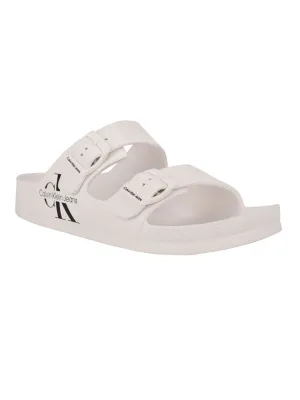 CALVIN KLEIN JEANS Mens White Padded Zion Round Toe Buckle Sandals Shoes M