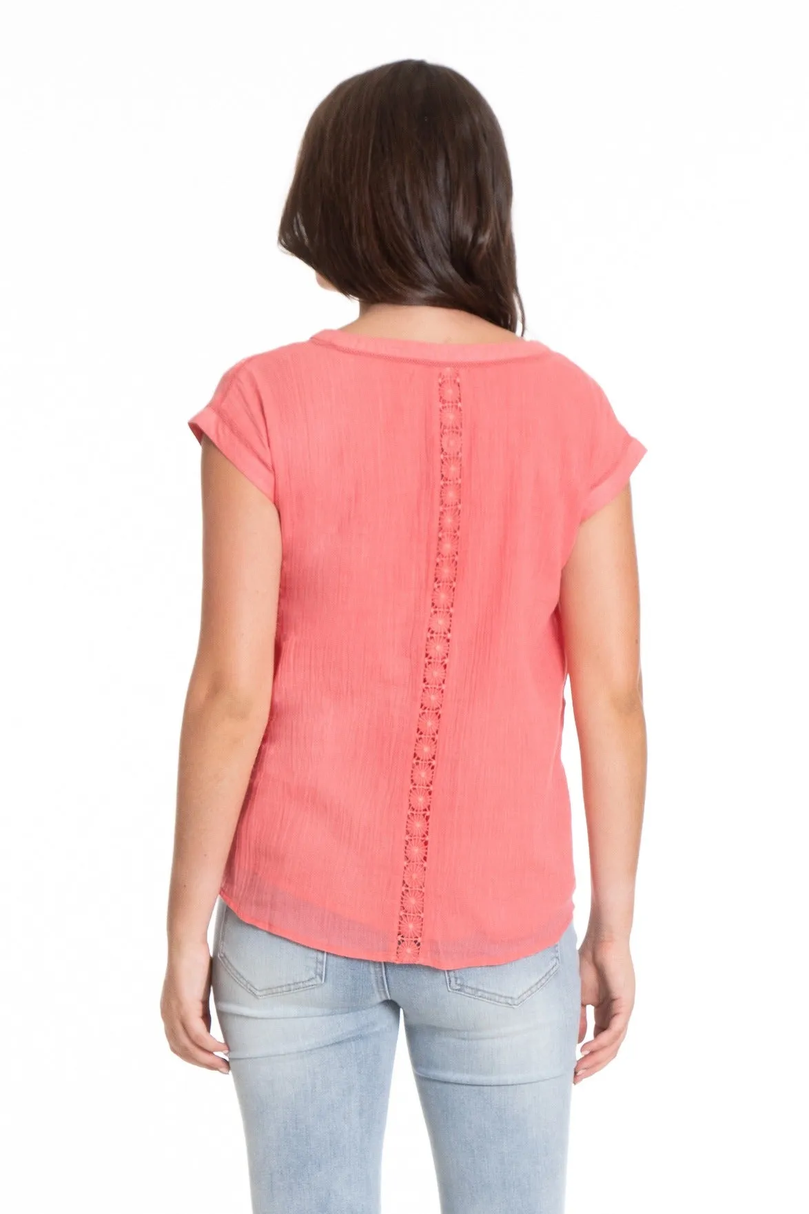 Cape Sleeve Top With Lace trim