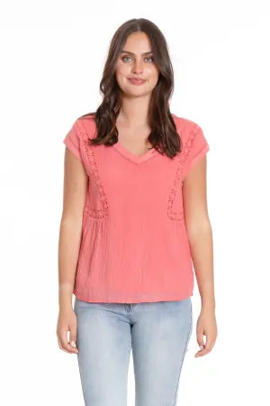 Cape Sleeve Top With Lace trim