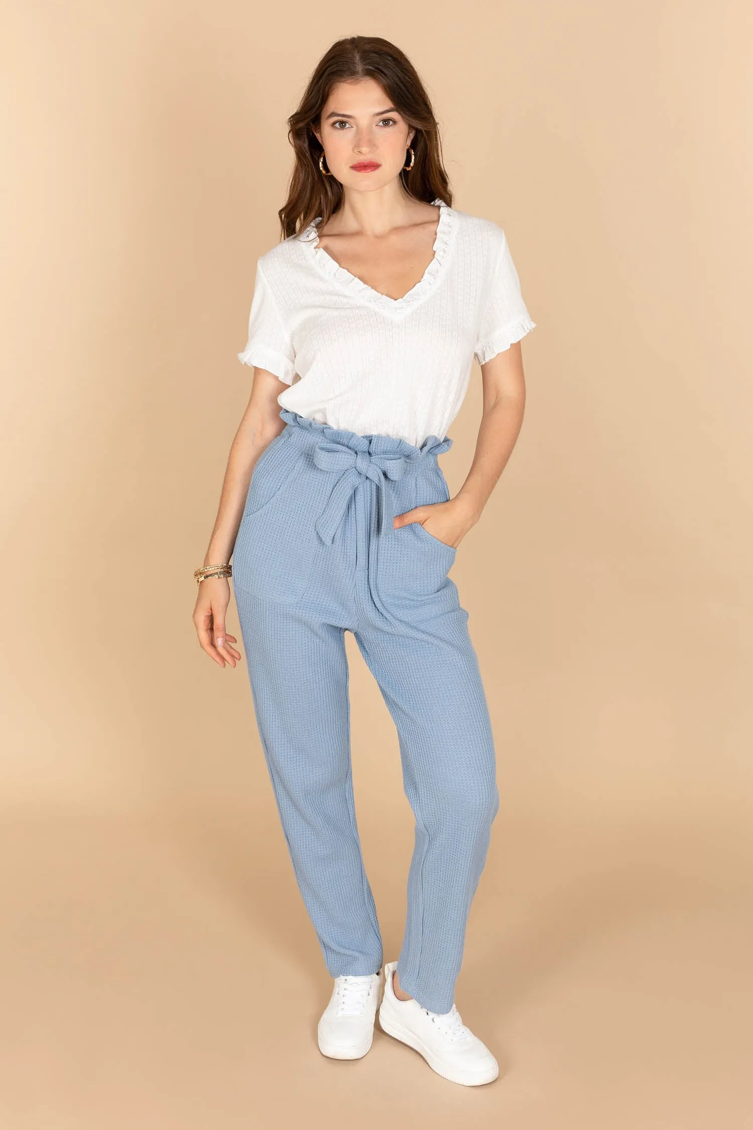 Chloe cotton frill top white