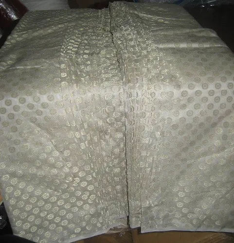 Cream colour Silk Organza With Metalic Gold jacquard~Width 44