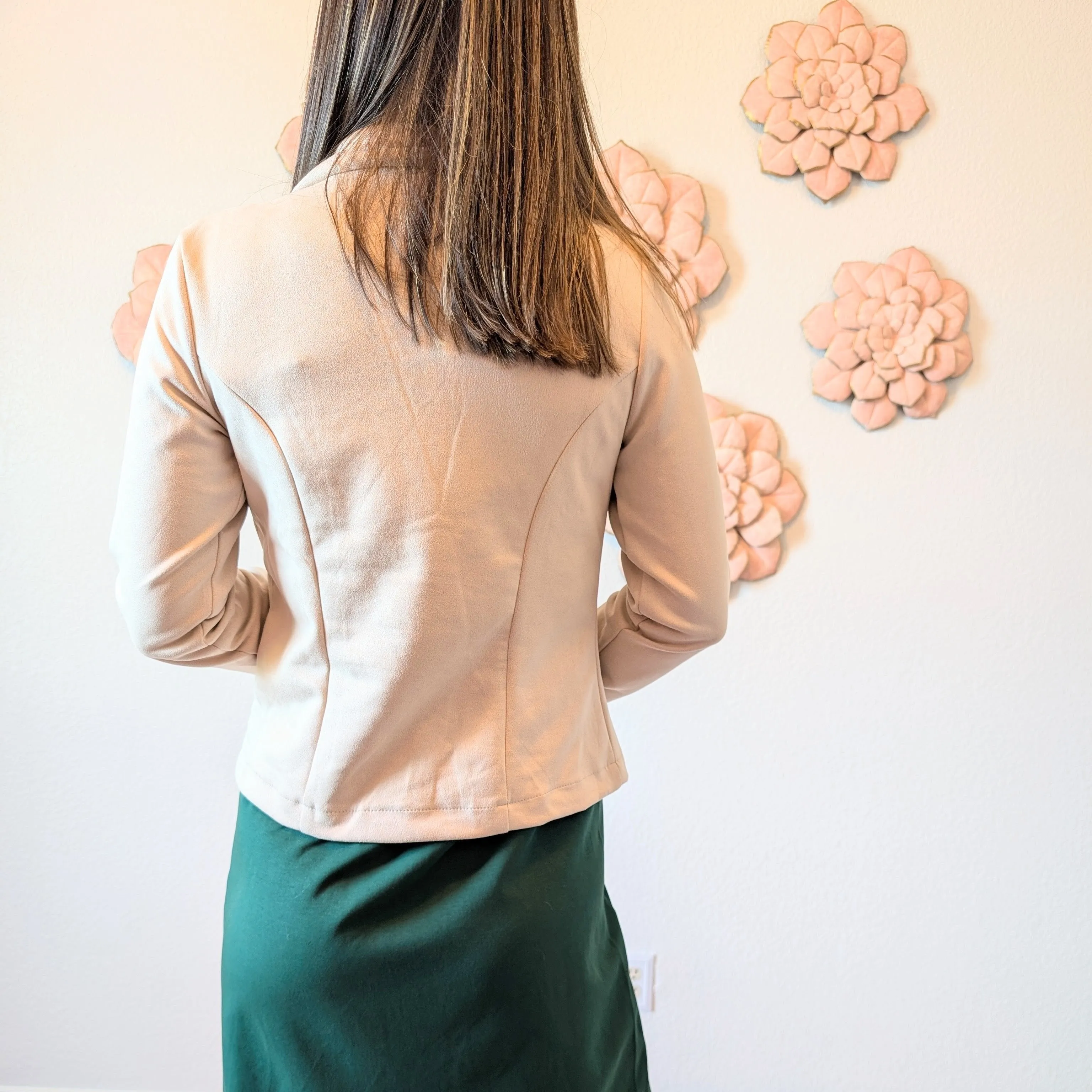 Cream Faux Suede Moto Jacket