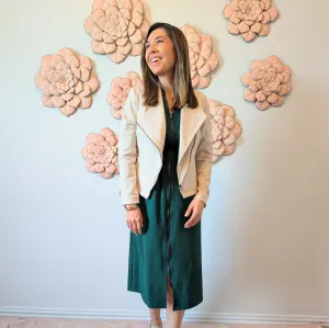 Cream Faux Suede Moto Jacket
