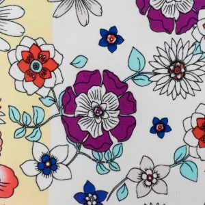 Cream Yellow-Teal-Multi Floral Stretch Poly Swimwear knit Fabric