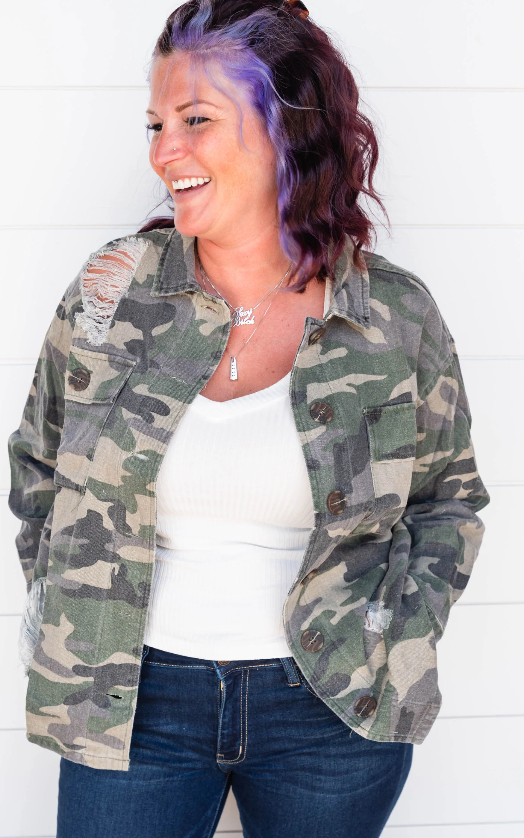 Distressed Camo Jacket