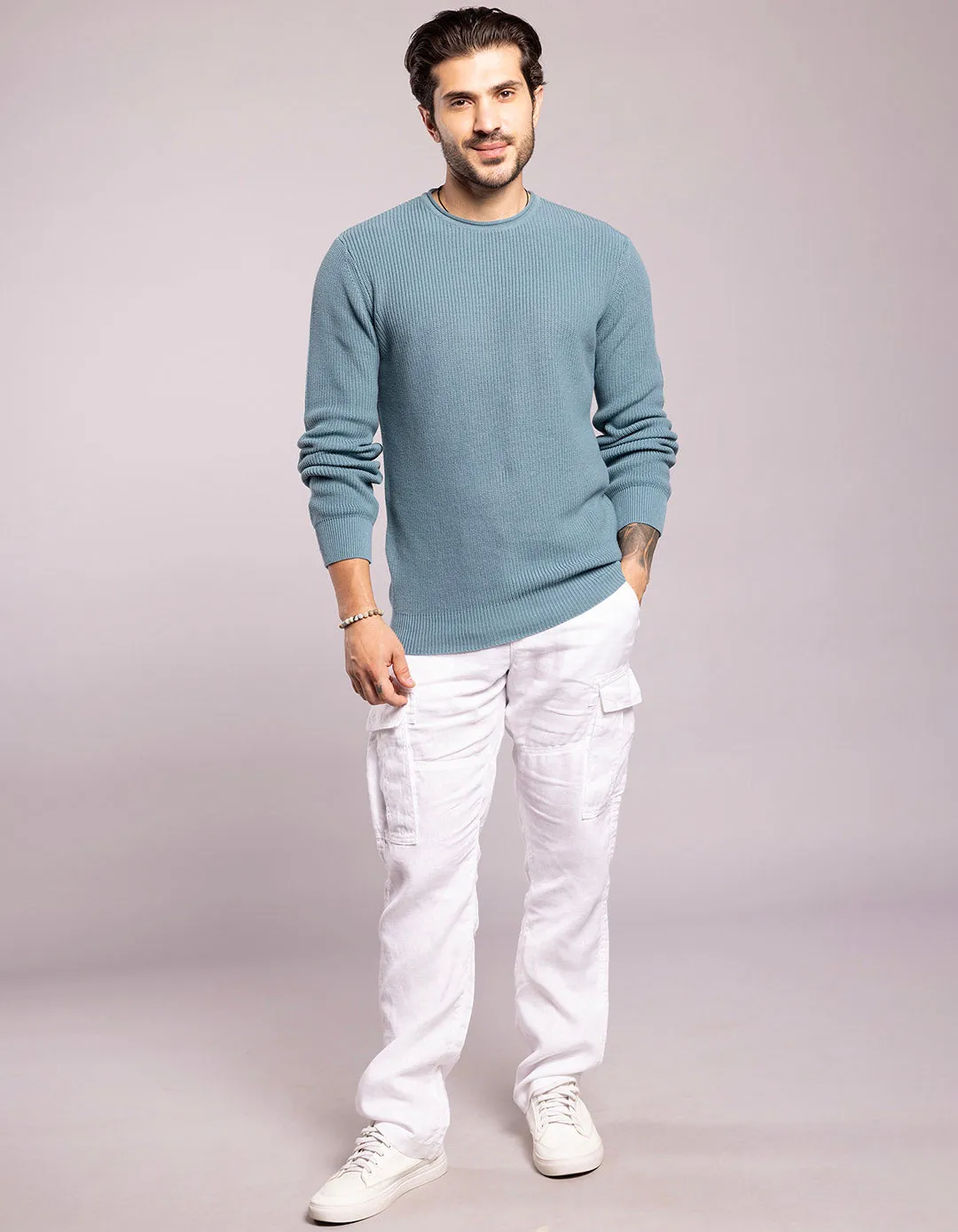 Dk Turq Round Neck Pullover Sweater