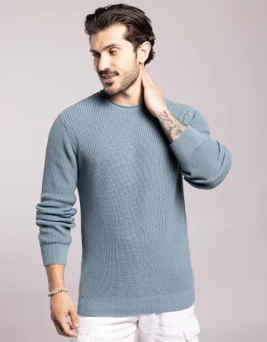 Dk Turq Round Neck Pullover Sweater