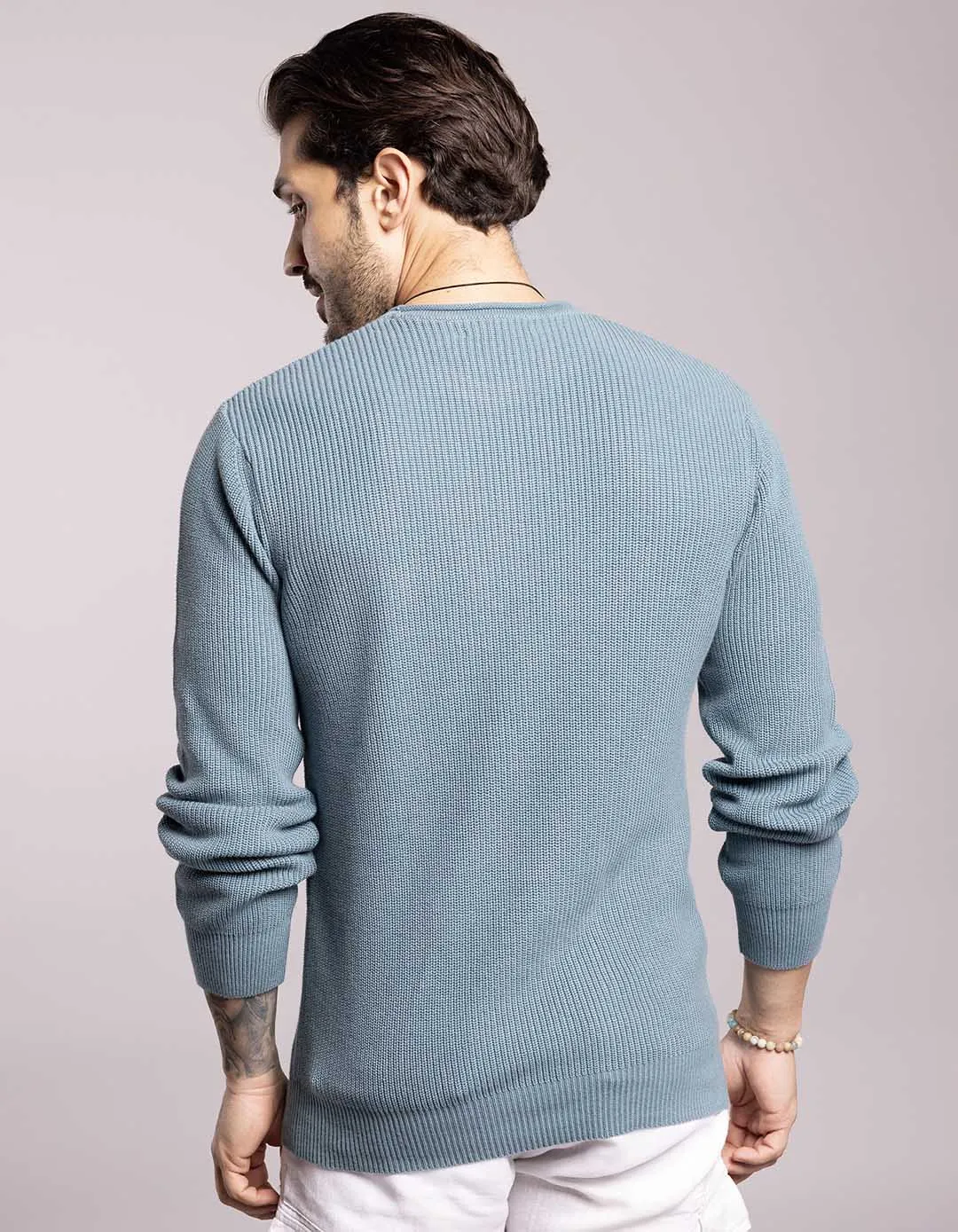 Dk Turq Round Neck Pullover Sweater