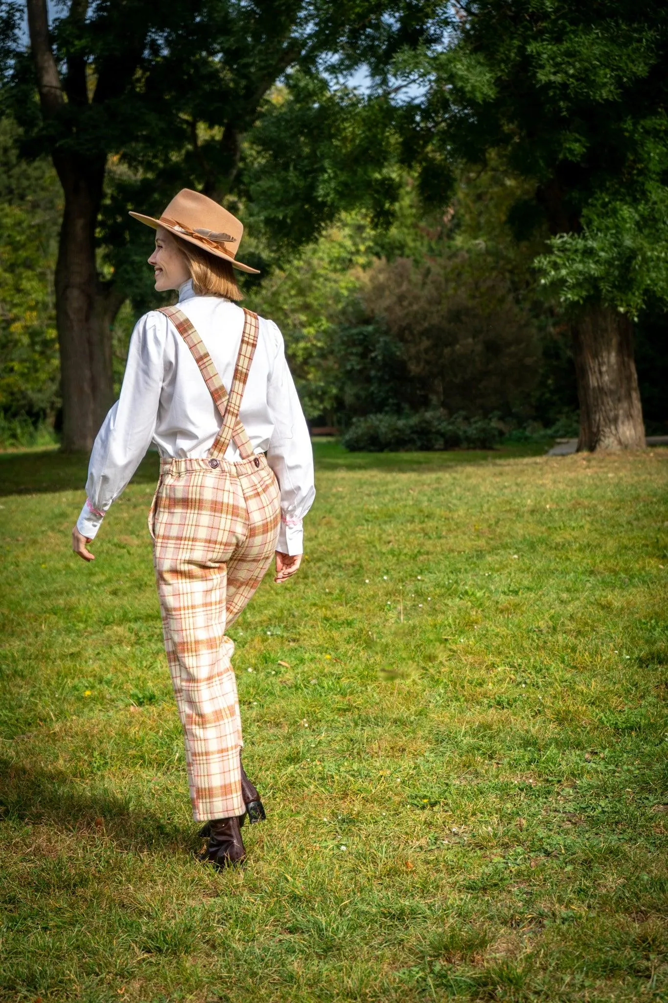 Dodo overalls - cream tartan checks