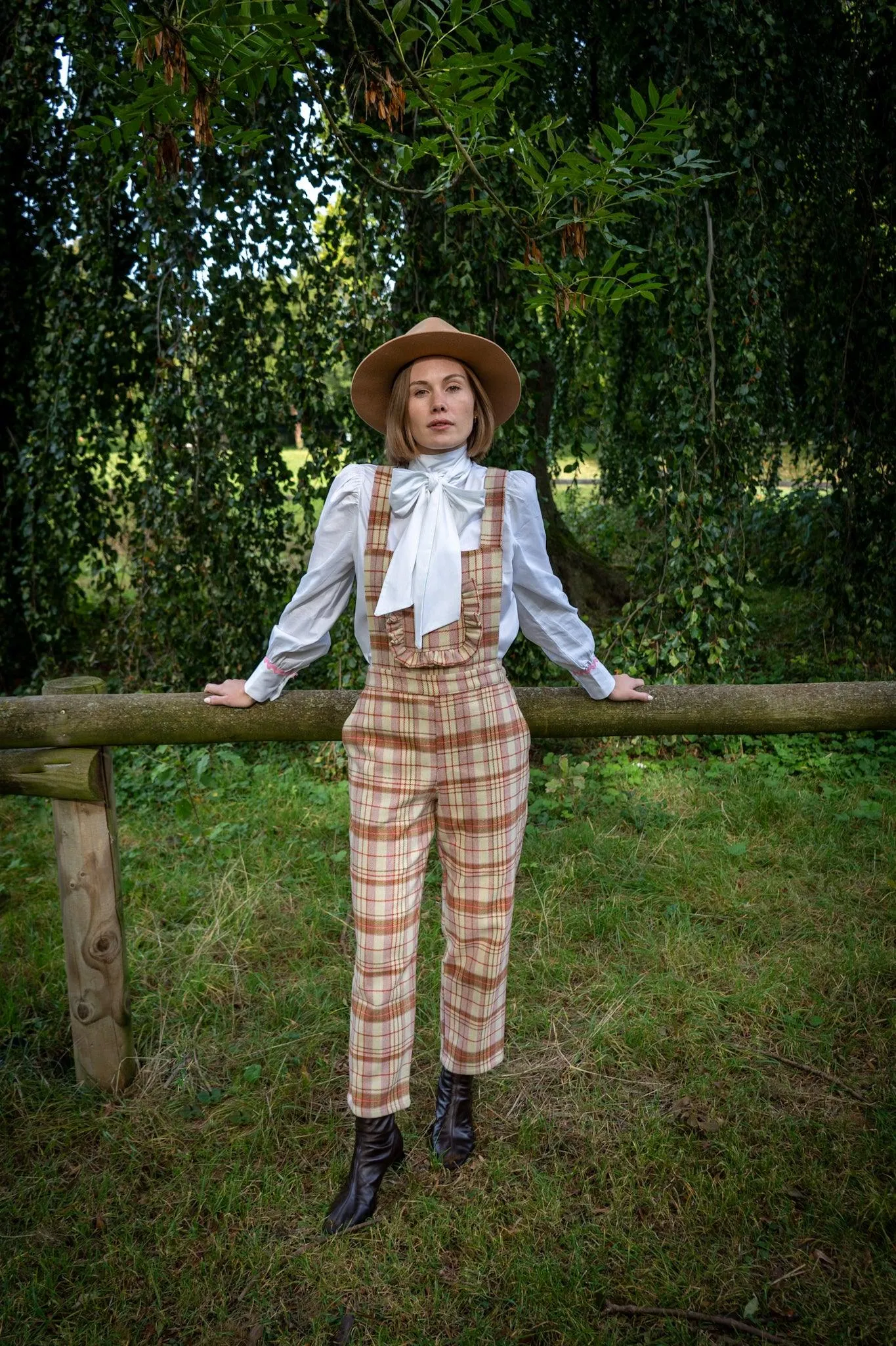 Dodo overalls - cream tartan checks