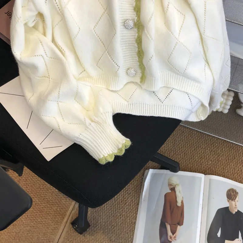 Doll Neck Loose Fitting Delicate Knitted Cardigan