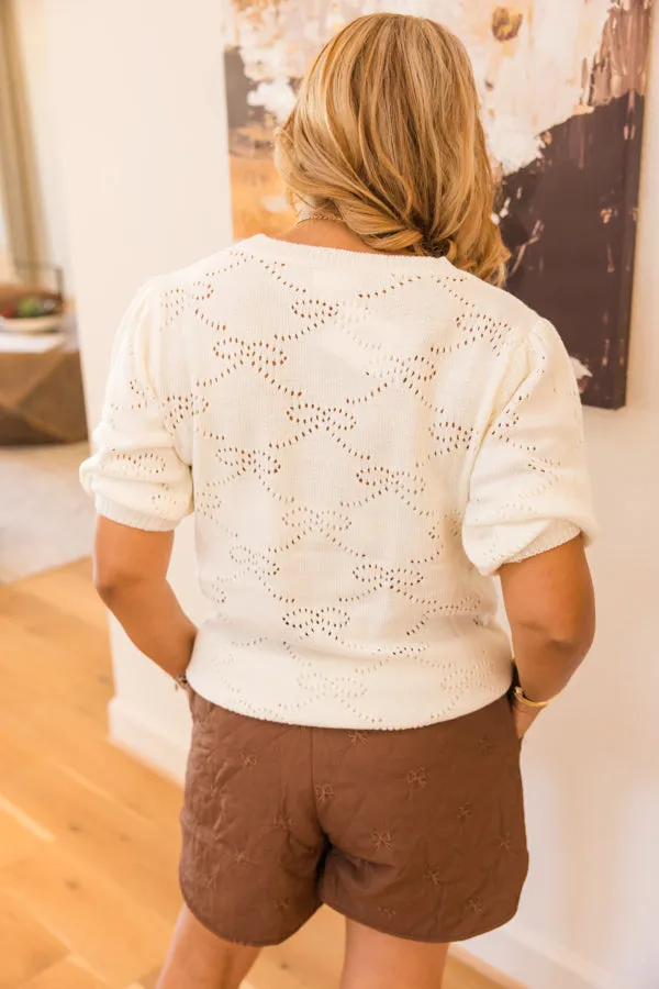 Embroidered Bow Quilted Shorts