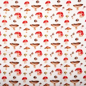 EUROPEAN Digital printed double gauze - Mushroom - Red