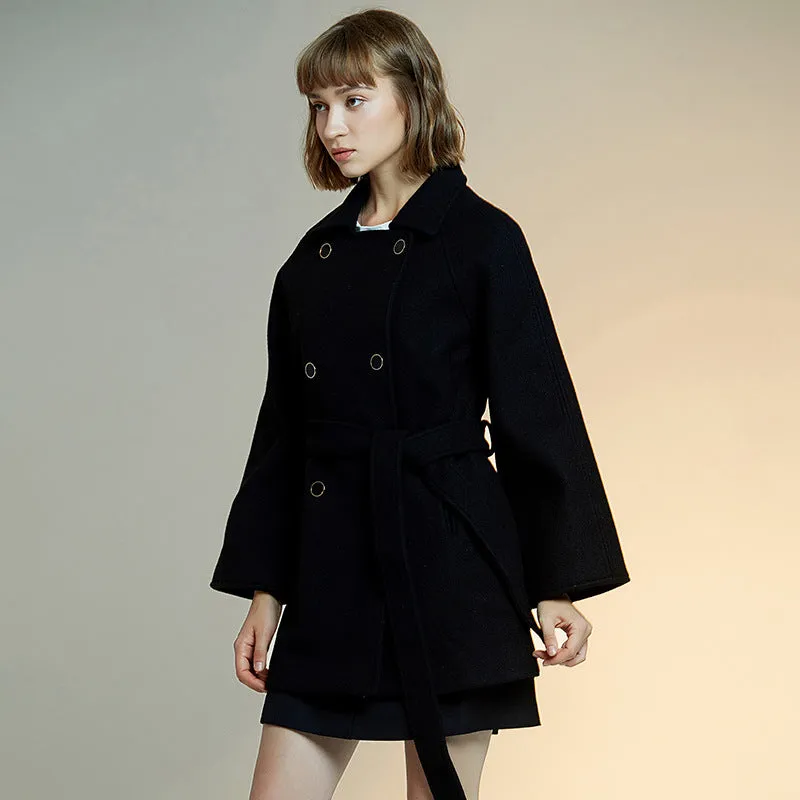 European Double Row Button Woolen Coat
