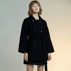 European Double Row Button Woolen Coat