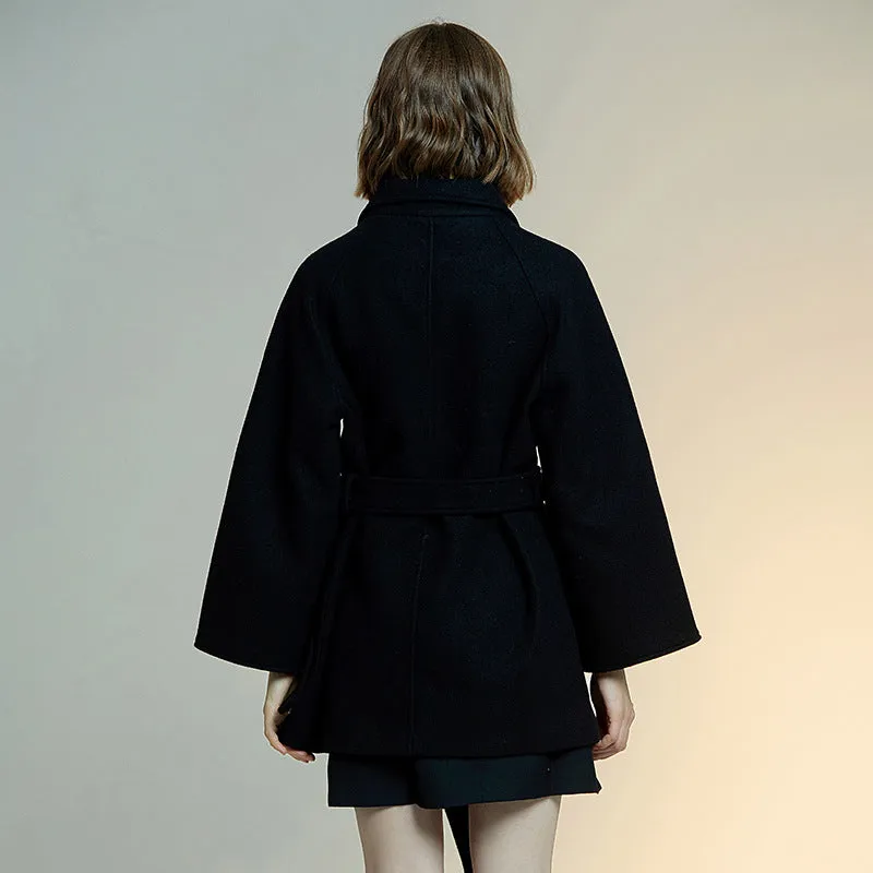 European Double Row Button Woolen Coat