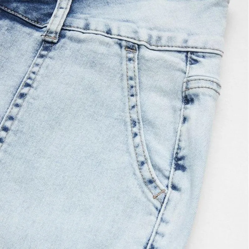 Flamingals Multi Pocket Double Button Mid Rise Flare Cargo Jeans Comfort Womenswear Denim Spandex Cotton Basic Trouser Streetwear Style Bottom Pants