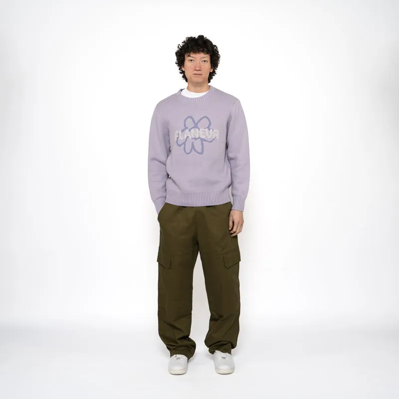 Flaneur Flower Doodle Jacquard Sweater - Purple