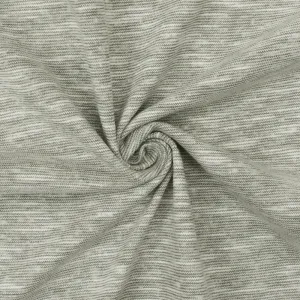 Fog Gray-White Slub Striped Stretch Jersey Knit Fabric