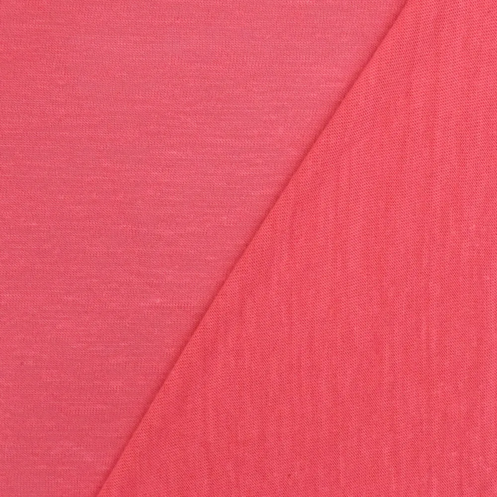 Girly Pink Slub Stretch Slub Rayon Jersey Knit Fabric