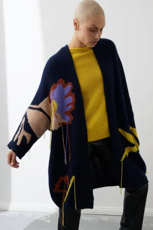 Gisele Jacquard Atrisan Spun Coatigan | French Navy/Multi