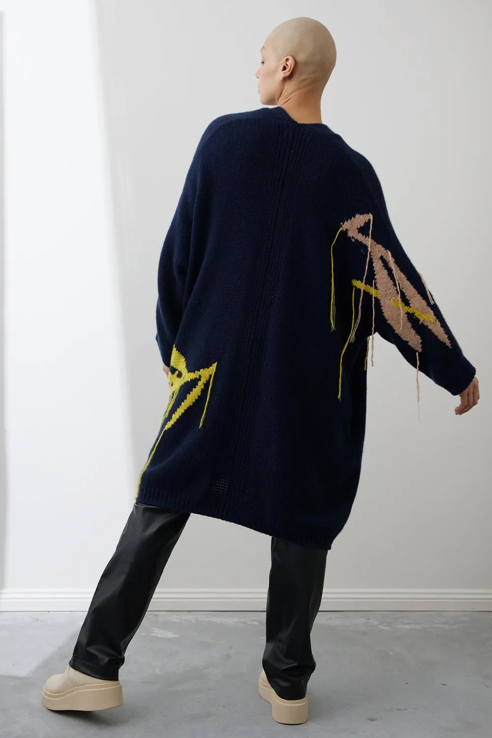 Gisele Jacquard Atrisan Spun Coatigan | French Navy/Multi