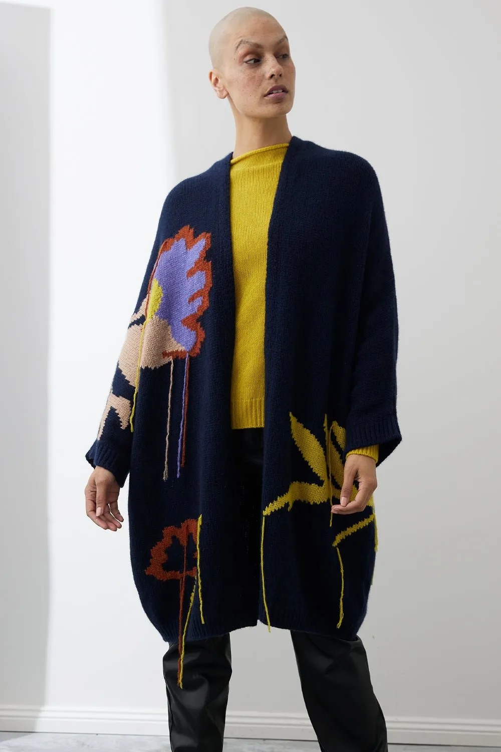Gisele Jacquard Atrisan Spun Coatigan | French Navy/Multi
