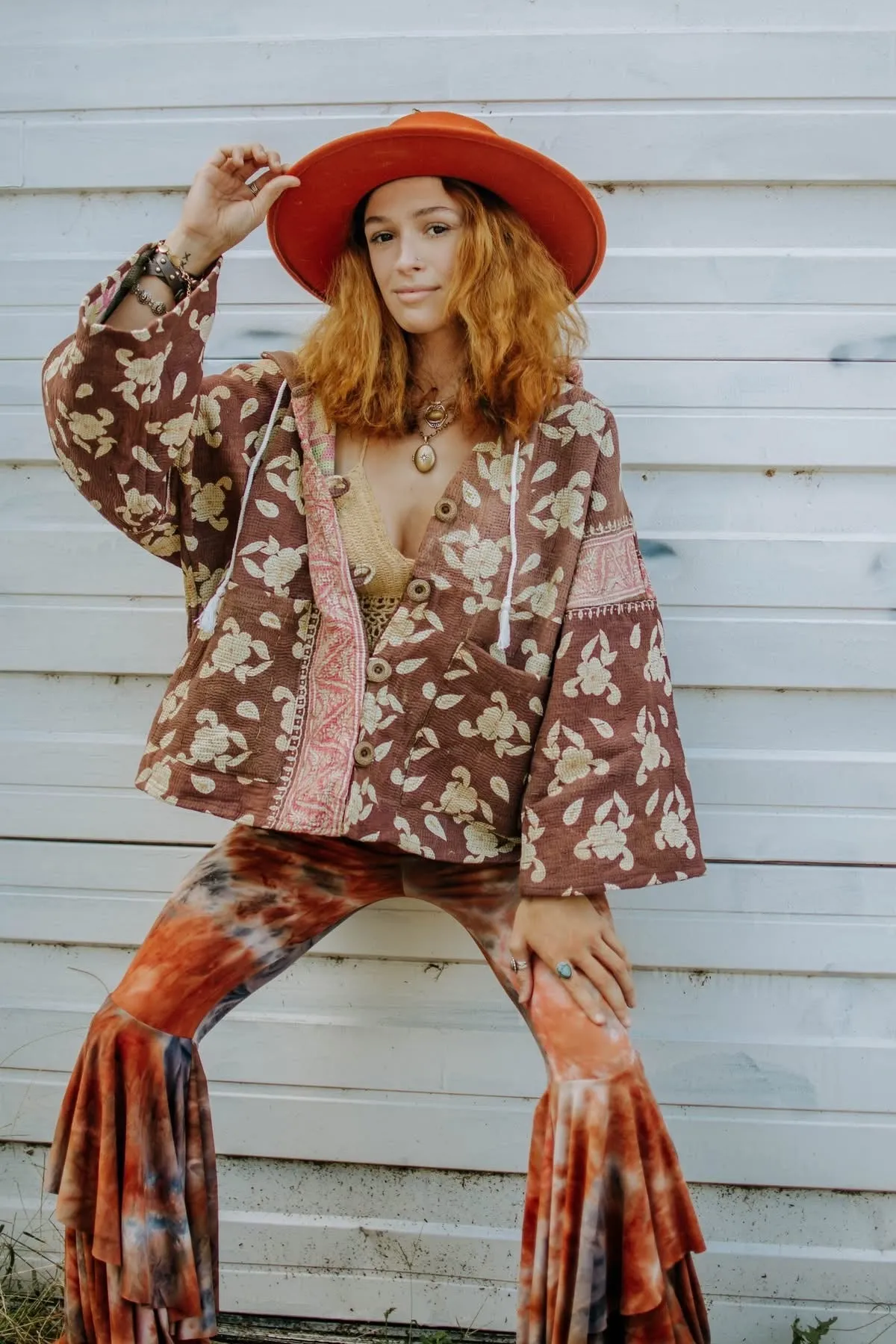 Half Moon Cropped Hooded Jacket #252 by Kantha Bae