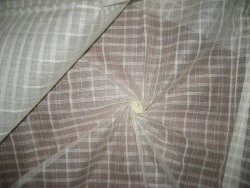 Ivory color Cotton Organdy Plaids~Width 44&quot;