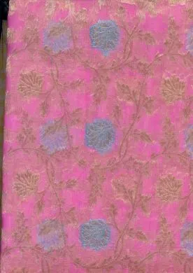 Jacquard silk Organza fabric Metallic Gold ~evening pink