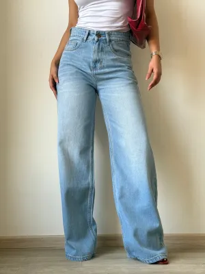 Light Blue Fade Wash Wide Leg Jeans