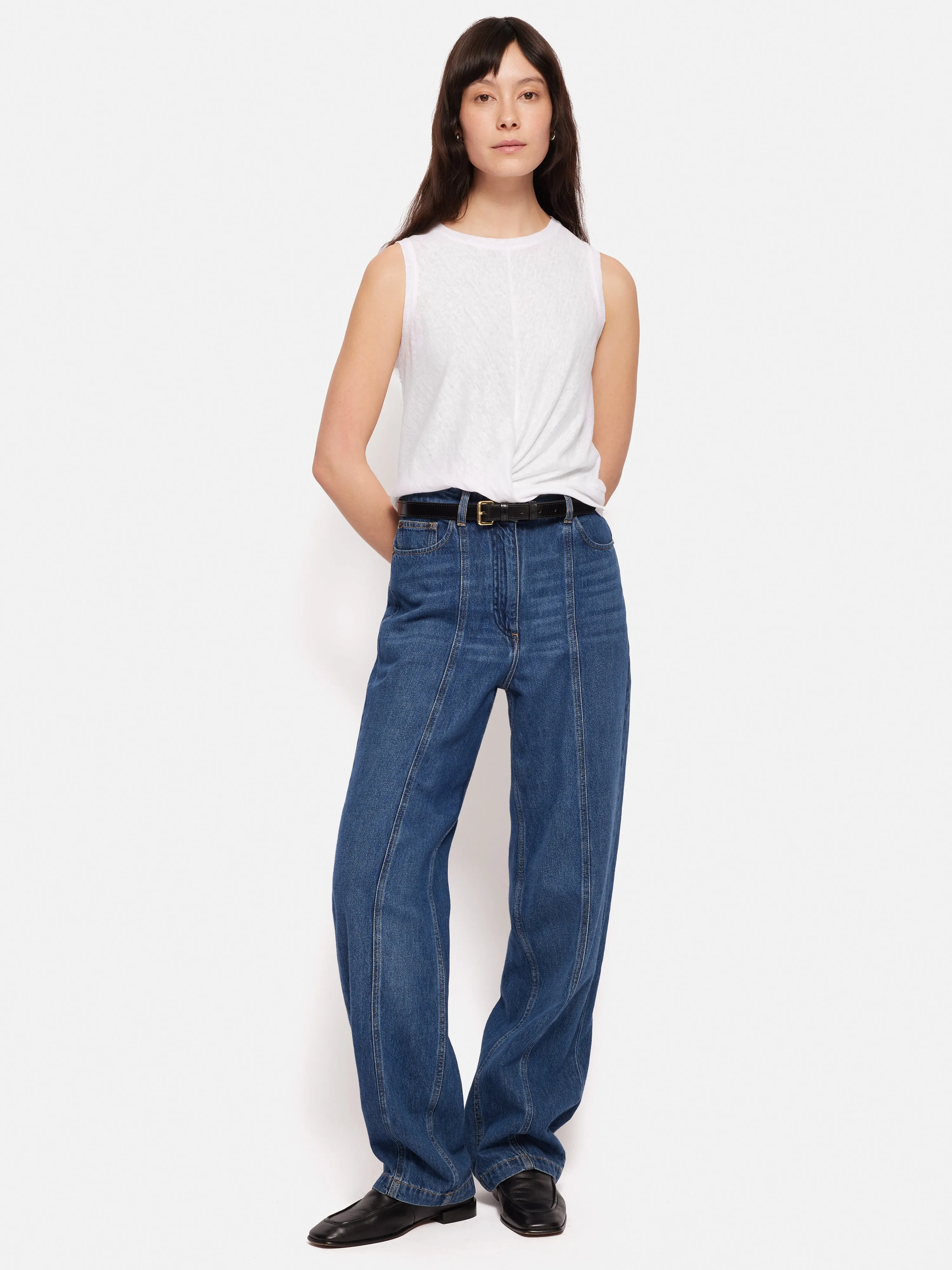 Linen Twist Front Top | White