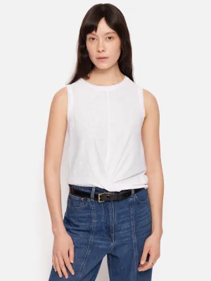 Linen Twist Front Top | White