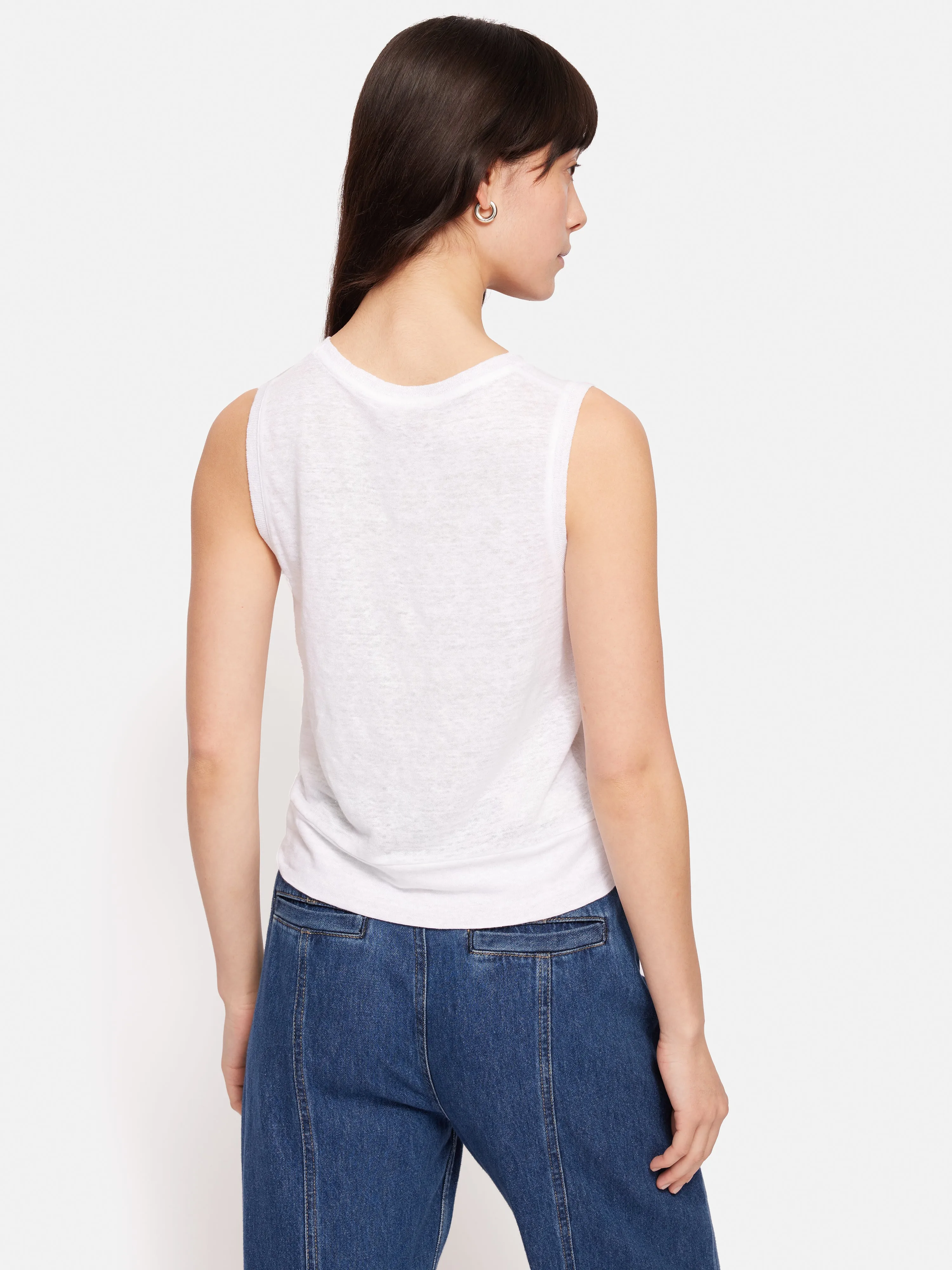 Linen Twist Front Top | White