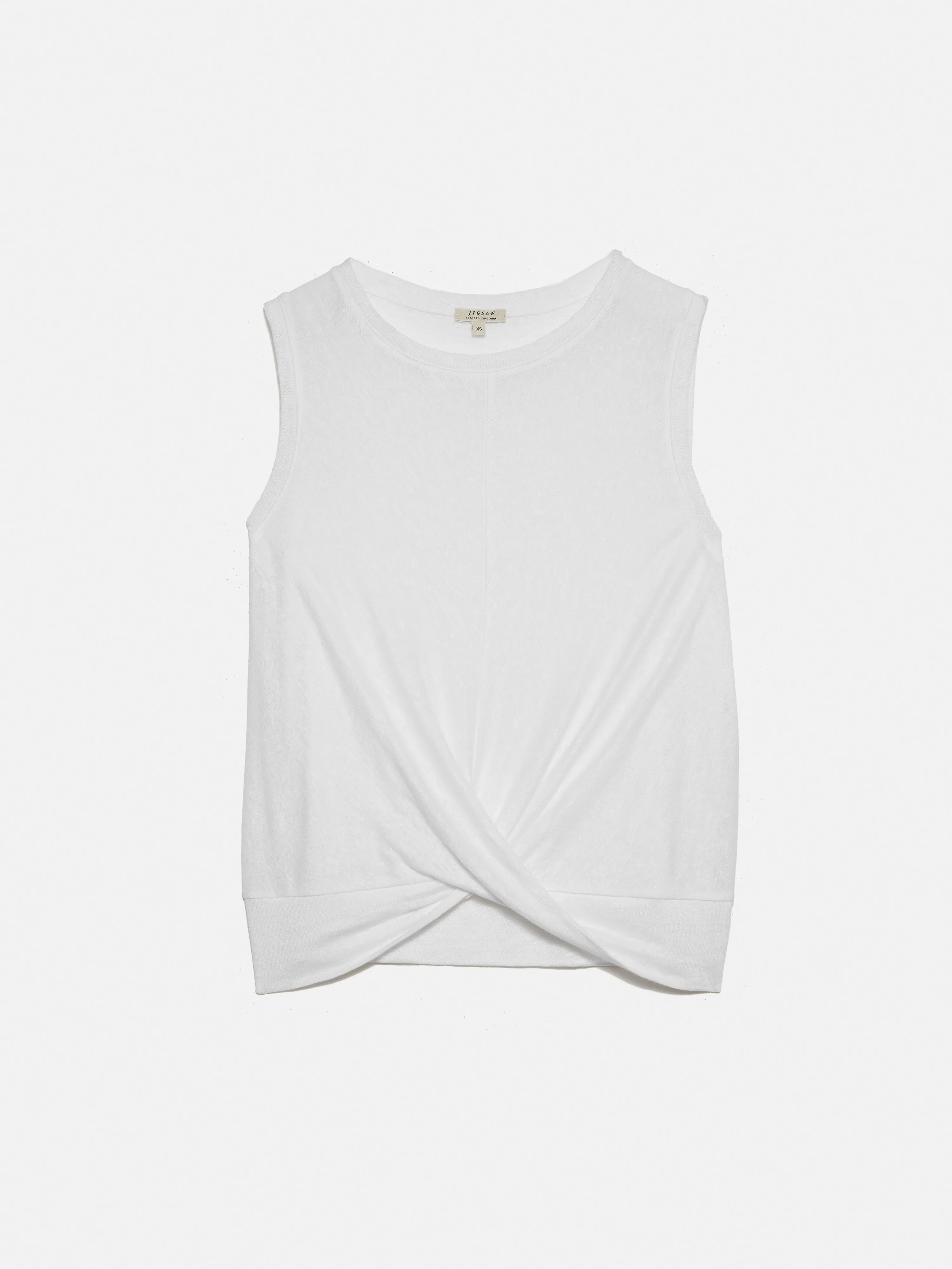 Linen Twist Front Top | White