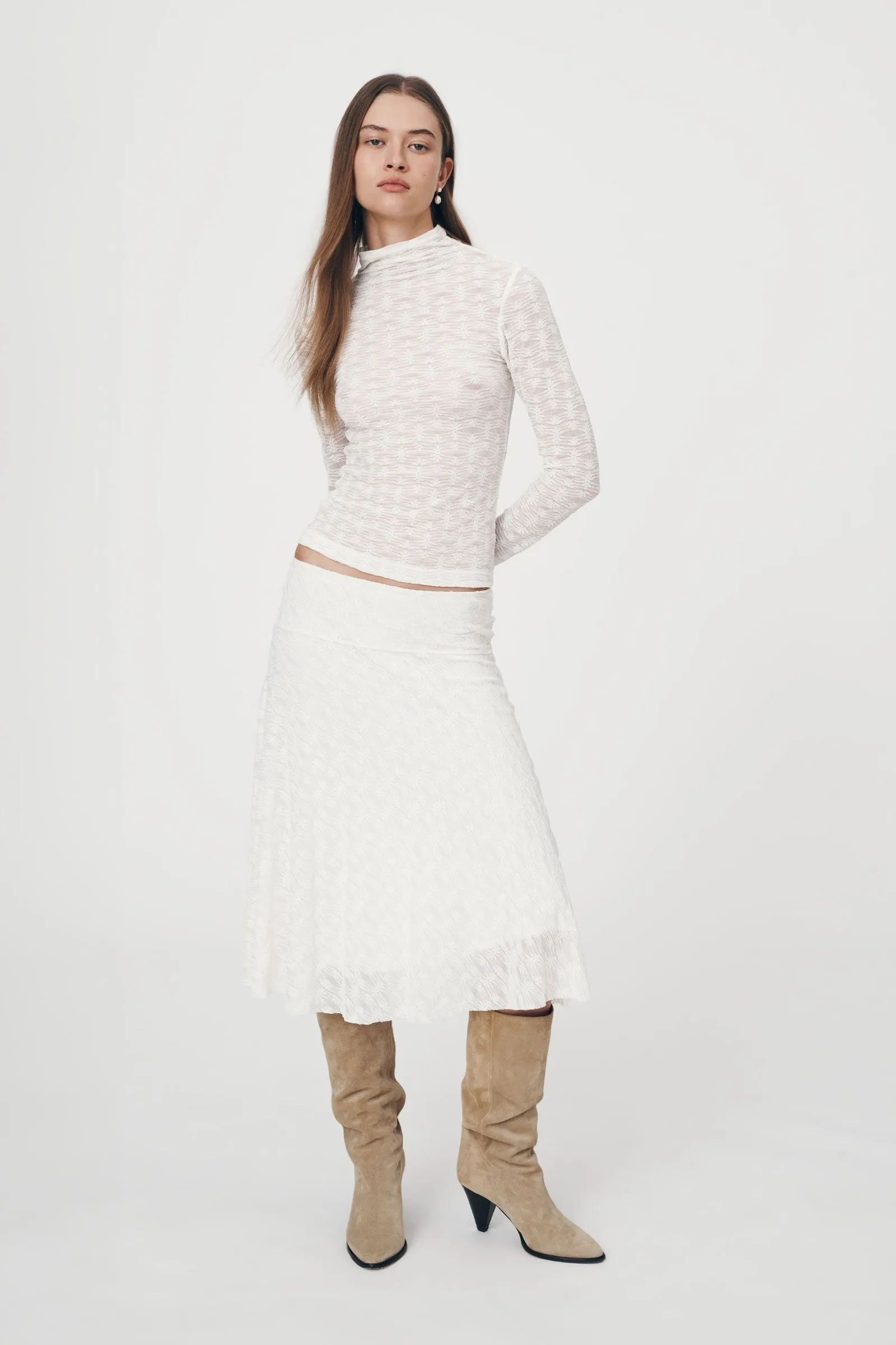 Lydia Flower Lace Midi Skirt